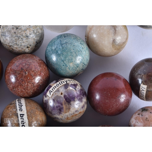 35C - A COLLECTION OF ANTIQUE SPECIMAN HARDSTONE BALLS. 3CM DIAMETER   (qty)