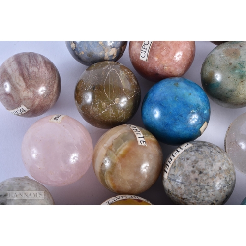 35C - A COLLECTION OF ANTIQUE SPECIMAN HARDSTONE BALLS. 3CM DIAMETER   (qty)