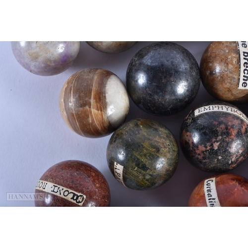 35C - A COLLECTION OF ANTIQUE SPECIMAN HARDSTONE BALLS. 3CM DIAMETER   (qty)