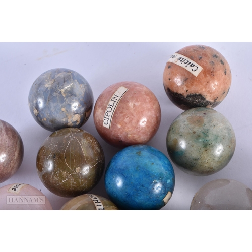 35C - A COLLECTION OF ANTIQUE SPECIMAN HARDSTONE BALLS. 3CM DIAMETER   (qty)