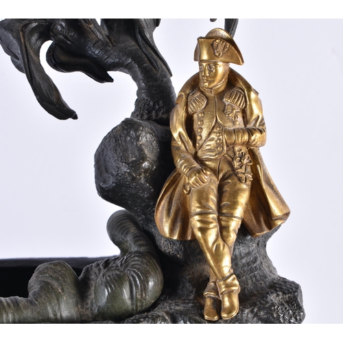 361 - A 19TH CENTURY FRENCH ORMOLU AND BRONZE AUTOMATON CLOCK formed with Napoleon over looking a boat. 46... 