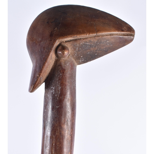 363 - A TRIBAL CARVED BIRD HEAD CLUB. 68 cm long.