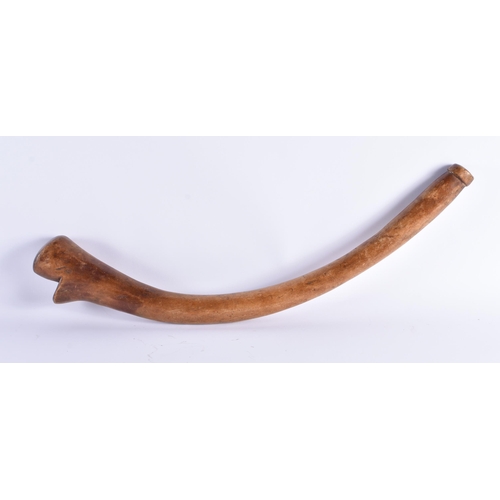 364 - TWO TRIBAL CARVED WOOD CLUBS one with geometric designs. 60 cm long. (2)