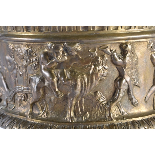 370 - AN UNUSUAL MID 19TH CENTURY EUROPEAN GRAND TOUR BRONZE VASE formed with caryatid maidens and decorat... 