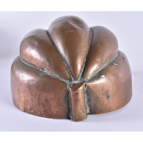 372 - AN UNUSUAL VICTORIAN COPPER JELLY MOULD. 24 cm x 12 cm.