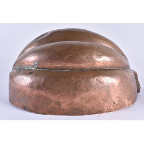 372 - AN UNUSUAL VICTORIAN COPPER JELLY MOULD. 24 cm x 12 cm.