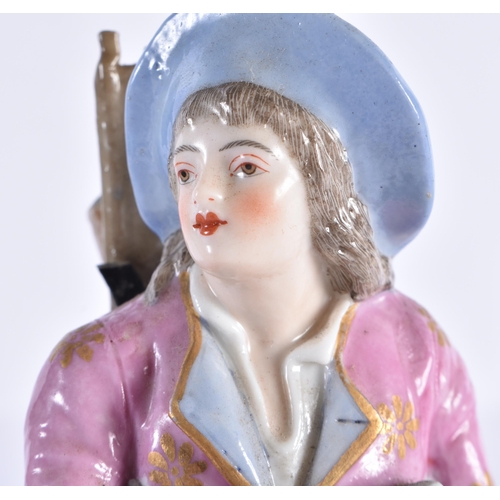 39 - A 19TH CENTURY DERBY PORCELAIN FIGURE OF A MALE together with a 19th century Continental porcelain b... 