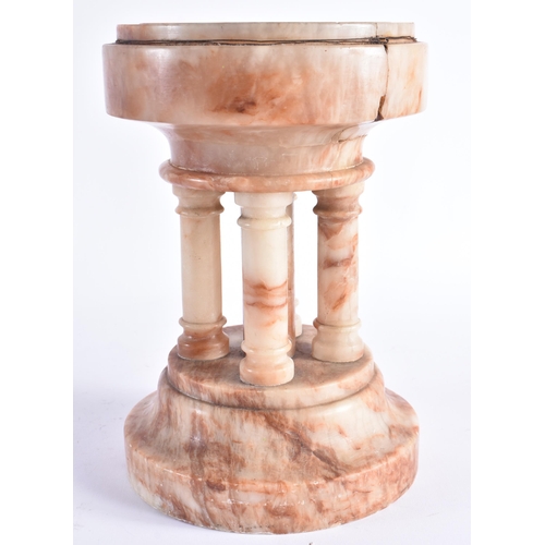 404 - A 19TH CENTURY EUROPEAN GRAND TOUR CARVED ALABASTER FONT. 26 cm x 18 cm.