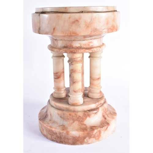 404 - A 19TH CENTURY EUROPEAN GRAND TOUR CARVED ALABASTER FONT. 26 cm x 18 cm.