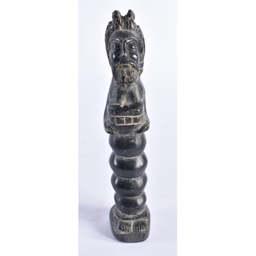 407 - AN UNUSUAL 19TH CENTURY EUROPEAN GRAND TOUR CARVED STONE MALE After the Antiquity. 19 cm high.