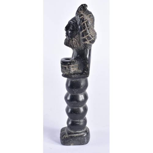 407 - AN UNUSUAL 19TH CENTURY EUROPEAN GRAND TOUR CARVED STONE MALE After the Antiquity. 19 cm high.