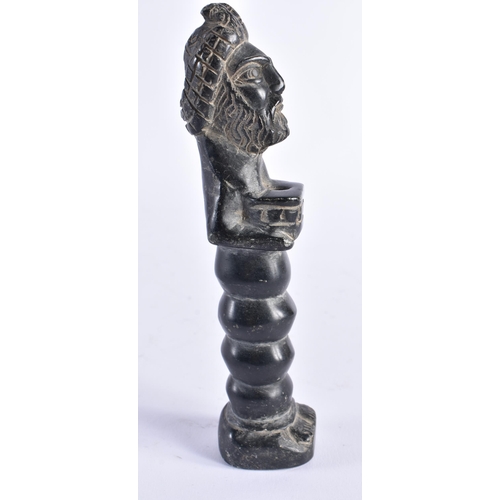 407 - AN UNUSUAL 19TH CENTURY EUROPEAN GRAND TOUR CARVED STONE MALE After the Antiquity. 19 cm high.