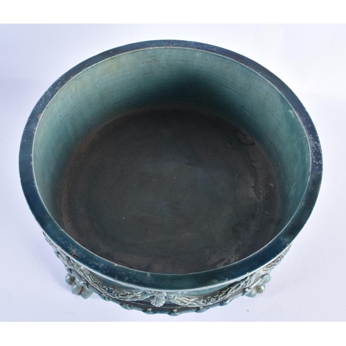 43 - A LARGE 19TH CENTURY TURQUOISE GLAZED POTTERY PLANTER. 21 cm x 27 cm.