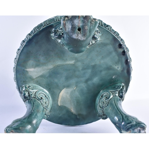 43 - A LARGE 19TH CENTURY TURQUOISE GLAZED POTTERY PLANTER. 21 cm x 27 cm.