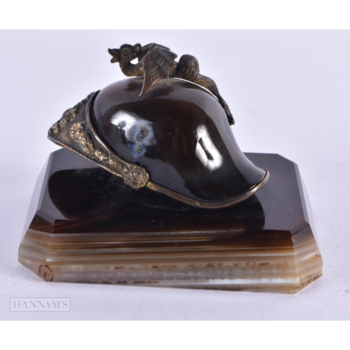 438 - A LOVELY 19TH CENTURY FRENCH GRAND TOUR AGATE AND BRONZE PAPERWEIGHT. 9 cm x 5.5 cm.