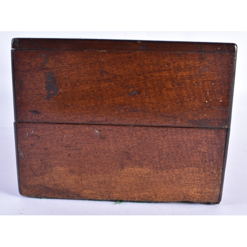 44 - A VICTORIAN MAHOGANY BOX with fitted contents. 22 cm x 14 cm x 12 cm.