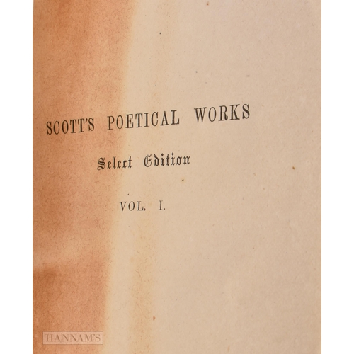 445 - A FINE VICTORIAN SCOTTISH TARTANWARE BOXED SET OF BOOKS the lid rising to reveal Scott's Political w... 