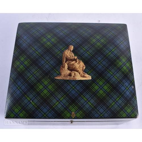 445 - A FINE VICTORIAN SCOTTISH TARTANWARE BOXED SET OF BOOKS the lid rising to reveal Scott's Political w... 