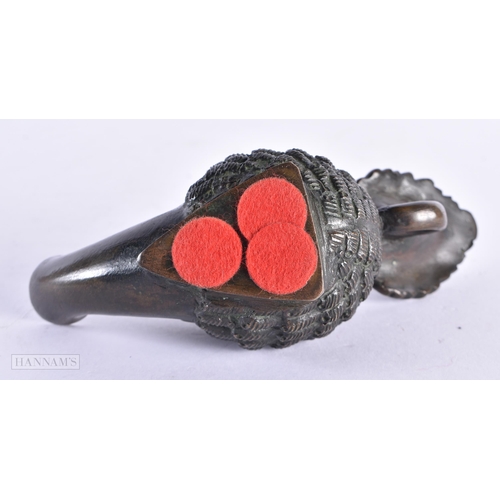 456 - A LOVELY 19TH CENTURY ITALIAN GRAND TOUR BRONZE OIL LAMP After the Antiquity, formed as a handsome m... 