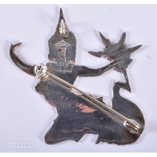 45B - A SOUTH EAST ASIAN NIELLO SILVER BROOCH together with other similar jewellery 70g (3) 19 cm x 7 cm