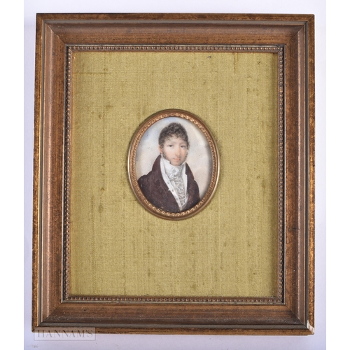 45E - English School (C1900) Watercolour, Portrait of a handsome male. 17 cm x 14.5 cm