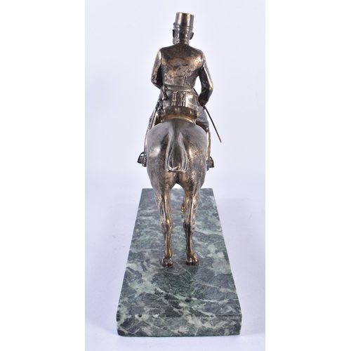 471 - A 19TH CENTURY EUROPEAN MILITARY INTEREST SILVERED BRONZE FIGURE depicting Marshal Joseph Joffre. 27... 