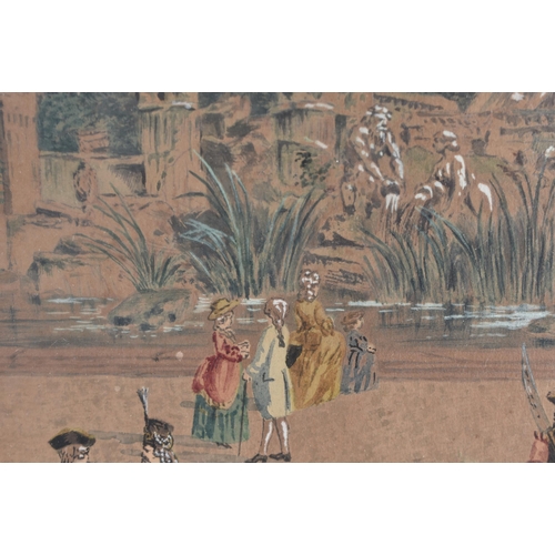 500 - German School (18th Century) Watercolour, Figures within a courtyard. 68 cm x 58 cm.