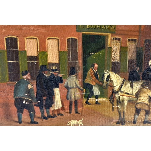 501 - English School (18th Century) Oil on canvas, Street Scene. 64 cm x 54 cm.