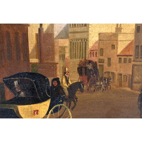 501 - English School (18th Century) Oil on canvas, Street Scene. 64 cm x 54 cm.