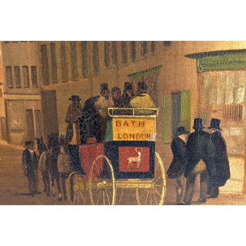 501 - English School (18th Century) Oil on canvas, Street Scene. 64 cm x 54 cm.