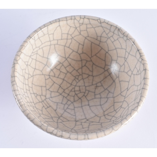 51 - AN ENGLISH STUDIO POTTERY CRACKLE GLAZED CHINESE STYLE CONICAL BOWL. 13 cm diameter.