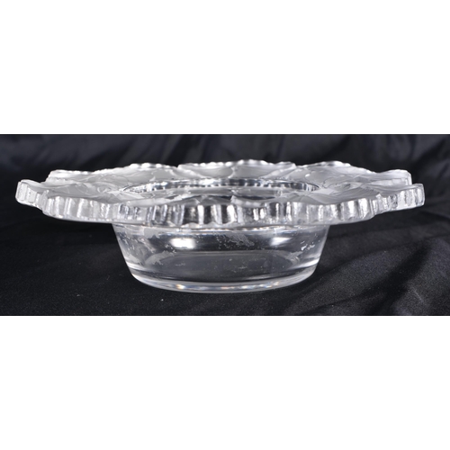 520 - A LALIQUE GLASS FLOWER BOWL. 14 cm wide.