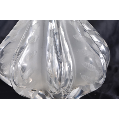 523 - A LARGE PAIR OF LALIQUE GLASS VASES. 35 cm high.