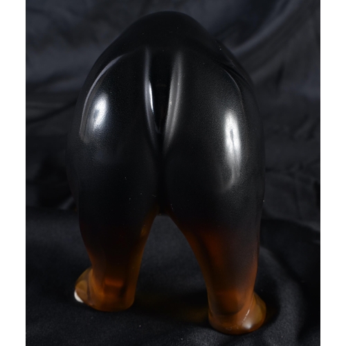 524 - A LALIQUE SMOKEY GLASS POLAR BEAR. 17 cm wide.