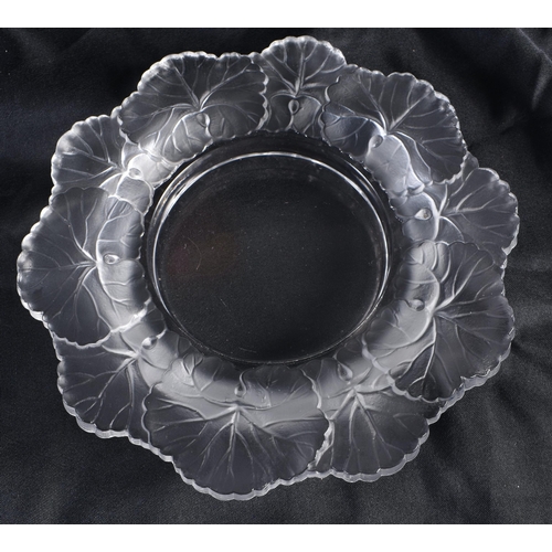 527 - A PAIR OF LALIQUE GLASS DISHES. 14 cm wide.