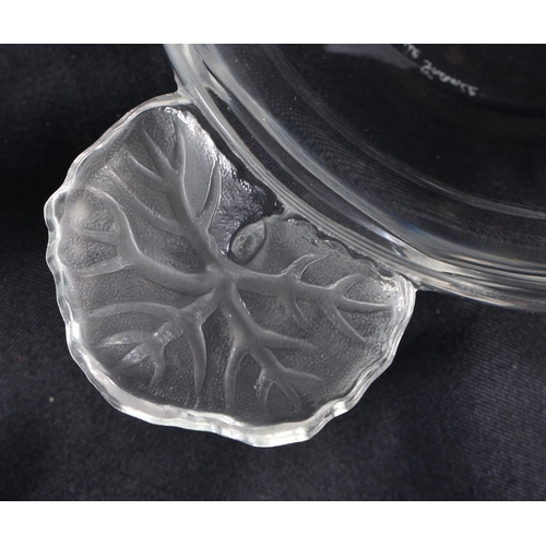 529 - A SET OF SIX LALIQUE GLASS DISHES. 15 cm wide. (6)