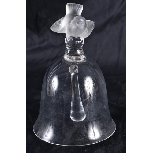 532 - A LALIQUE GLASS BELL. 14 cm high.