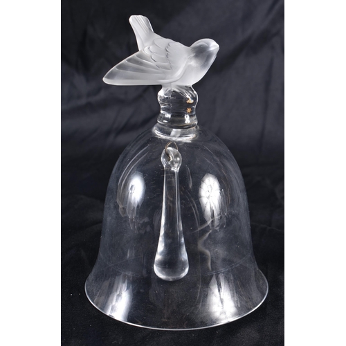 532 - A LALIQUE GLASS BELL. 14 cm high.