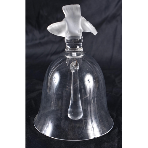 532 - A LALIQUE GLASS BELL. 14 cm high.