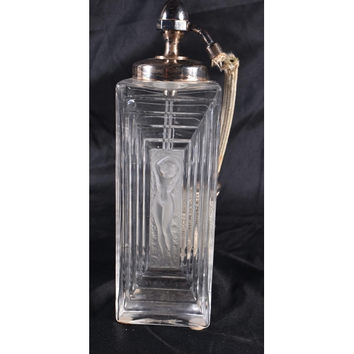 534 - A LALIQUE GLASS SCENT BOTTLE. 20 cm high.