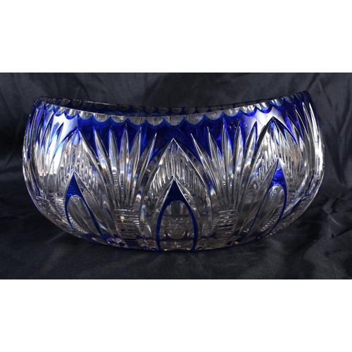 540 - A BOHEMIAN BLUE FLASH GLASS BOWL. 23 cm wide.