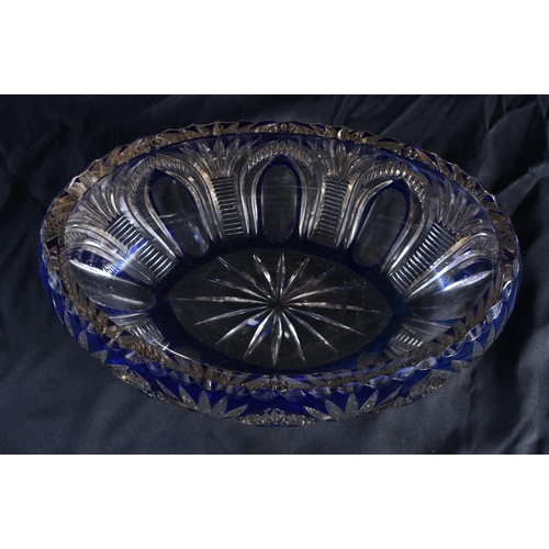 540 - A BOHEMIAN BLUE FLASH GLASS BOWL. 23 cm wide.