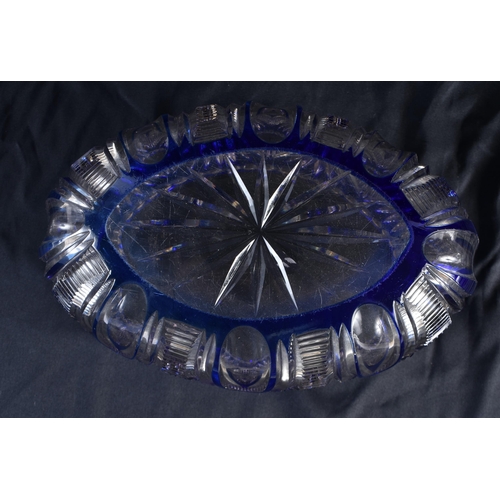 540 - A BOHEMIAN BLUE FLASH GLASS BOWL. 23 cm wide.