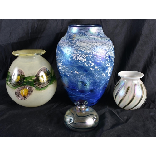 543 - FOUR ART GLASS VASES. Largest 24 cm high. (4)