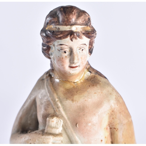 546 - AN EARLY 19TH CENTURY ENGLISH PEARLWARE FIGURE OF A FEMALE. 27 cm high.