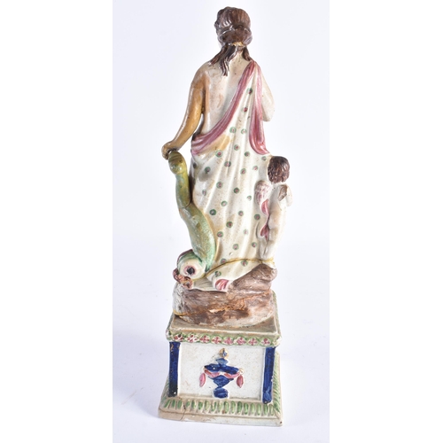 546 - AN EARLY 19TH CENTURY ENGLISH PEARLWARE FIGURE OF A FEMALE. 27 cm high.