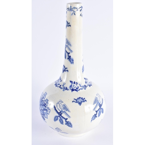 59 - A RARE VICTORIAN STAFFORDSHIRE POTTERY VASE printed with Sampler designs. 31 cm high.