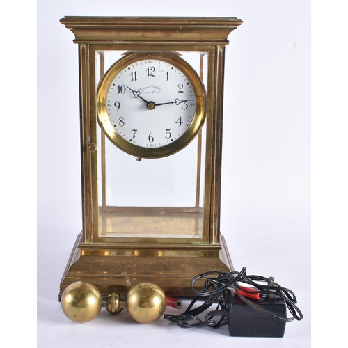 595 - AN ANTIQUE FRENCH FOUR GLASS REGULATOR ELECTRIC CLOCK. 32 cm x 18 cm.