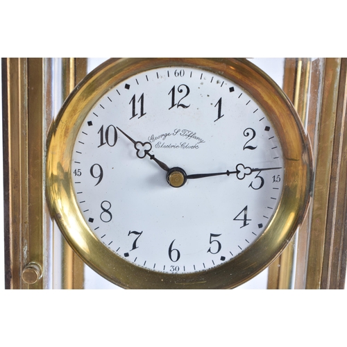 595 - AN ANTIQUE FRENCH FOUR GLASS REGULATOR ELECTRIC CLOCK. 32 cm x 18 cm.