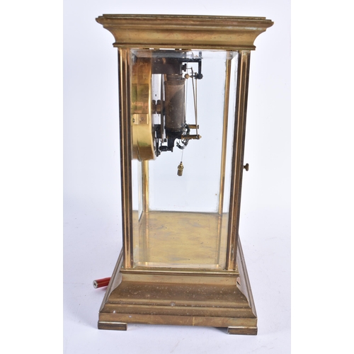 595 - AN ANTIQUE FRENCH FOUR GLASS REGULATOR ELECTRIC CLOCK. 32 cm x 18 cm.